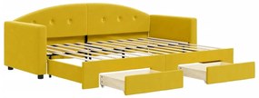 3197347 vidaXL Канапе с изтеглящо легло и чекмеджета жълто 80x200 см кадифе