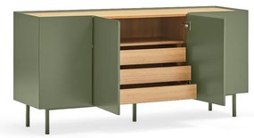 Зелен/естествен нисък скрин от декор от дъб 165x78 cm Arista – Teulat