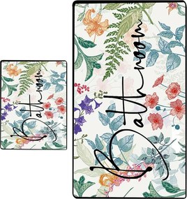 Килими за баня в комплект 2 бр. 60x100 cm Green In Flower – Foutastic