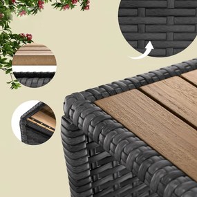 Странична маса от полиротанг с плот от акациева дървесина 45 × 45 cm Кафяво