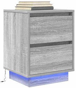 861293 vidaXL Нощен шкаф с LED осветление Grey Sonoma 38x34x50 cm