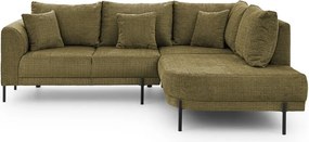 Зелен шенилов ъглов диван (десен ъгъл/L форма) Mauris – Ropez