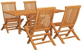 3059593 vidaXL Градински трапезен комплект, 5 части, тиково дърво масив