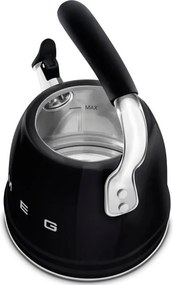 Свирещ чайник Smeg CKLW2001BL,  2.3 л, Индукция, Ненагряваща се дръжка, Стомана, Черен