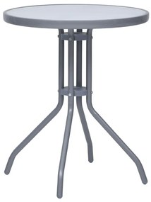 312213 vidaXL Градинска маса, светлосива, 60 см, стомана и стъкло