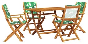 3281704 vidaXL Градински трапезен комплект, 5 части, на листа, плат и масив