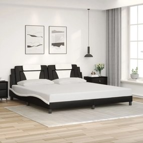 3208122 vidaXL Рамка за легло Viana без матрак, черна, бяла, 200x200см, изкуствена кожа