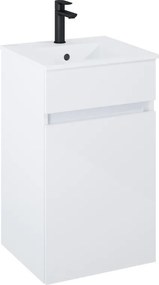 Шкаф Unik N-Cube, 450 x 430 x 755 mm, базов модул с 1 врата и умивалник, бял гланц