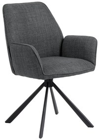Тъмносиви тапицирани трапезни столове в комплект с подлакътници 2 бр. Glenda – Actona