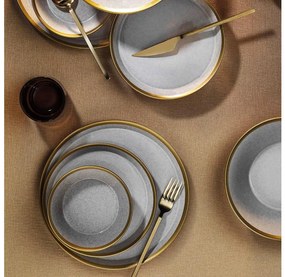 Комплект за хранене 8 бр сив/златист/порцелан
