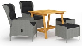 3068729 vidaXL Градински трапезен комплект, 5 части, светлосив