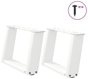4012745 vidaXL Крака за масичка за кафе, U-образни, 2 бр., бели, 50 x (30-31) см, стомана