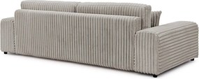Светлосив разтегателен диван с място за съхранение от рипсено кадифе 260 cm Justin – Ropez