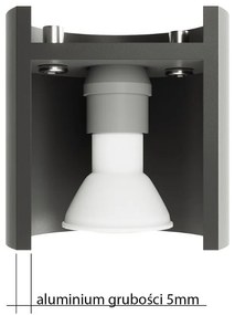 Тъмносив прожектор ø 10 cm Roda – Sollux