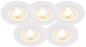 Комплект от 5 вградени прожектора бели с 3-степенно димиране IP44 - Ulo