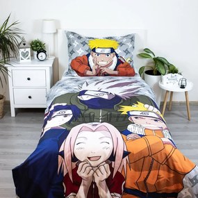 Единично памучно детско спално бельо 140x200 cm Naruto "Grey" – Jerry Fabrics