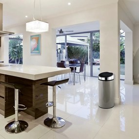 Кафяво-сиво стоманено кошче за боклук с отваряне с докосване 30 l – MSV