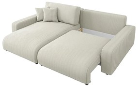 Кремав разтегателен ъглов диван от рипсено кадифе (променлив) Sara – Ropez