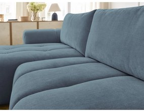 Син сгъваем/с място за съхранение ъглов диван (ляв ъгъл) Fuji – Bobochic Paris