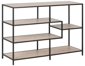 Черна етажерка за книги от дъб сонома 114x78 cm Seaford - Actona