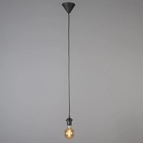 Модерна висяща лампа черна с бял абажур 45 см - Pendant