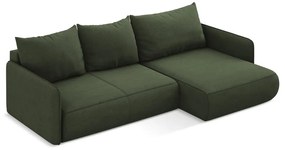 Зелен разтегателен ъглов диван с място за съхранение (десен ъгъл) Nanea – Makamii