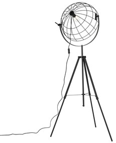 Индустриална триножна подова лампа черна 50 см регулируема - Hanze