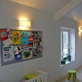 Ръстична стенна лампа полукръгла кремава - Drum