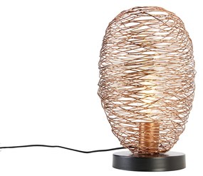 Дизайнерска настолна лампа мед с черно 30 см - Sarella