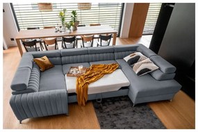 Син сгъваем/с място за съхранение ъглов диван (десен ъгъл/U форма) Louis – ELTAP