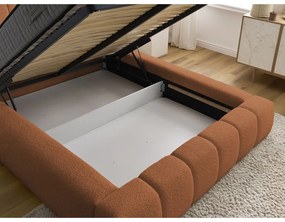 Оранжево двойно тапицирано легло с място за съхранение с включена подматрачна рамка 160x200 cm Denali – Bobochic Paris