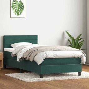 3316284 vidaXL Box Spring легло с матрак Тъмнозелено 80x210 cm Кадифе