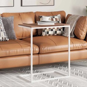 343095 vidaXL Странична маса, бяла, 55x35x66 см, инженерна дървесина