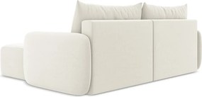 Кремав кадифен сгъваем/с място за съхранение ъглов диван (десен ъгъл) Kalena – Makamii