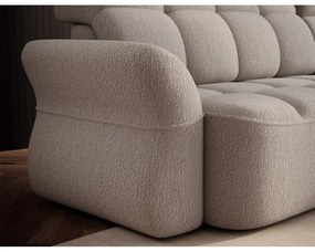 Бежов сгъваем/с място за съхранение ъглов диван от прежда с примки от букле (десен ъгъл) Beneth – ELTAP