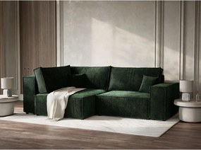 Тъмнозелен шенилов сгъваем/с място за съхранение ъглов диван (ляв ъгъл/L форма) Tonga – Maison de Rêve