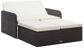 46079 vidaXL Градински комплект с възглавници, 2 части, кафяв полиратан