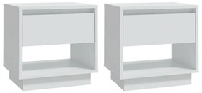 809513 vidaXL Нощни шкафчета, 2 бр, бели, 45x34x44 см, инженерно дърво