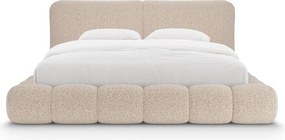 Сиво-бежово двойно легло 160x200 cm тапицирано с място за съхранение с включена подматрачна рамка Solange – Micadoni