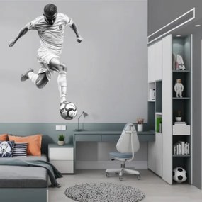 Модерен стикер за стена за детска и тийнейджърска стая - черно-бял футболист Šírka: 92 cm | Dĺžka: 142 cm