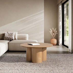 Кръгла масичка за кафе от декор от дъб в естествен цвят ø 80 cm Lua – MOME