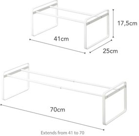 Бяла метална телескопична стойка за обувки Kobe - YAMAZAKI