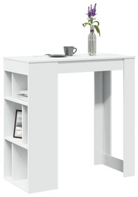 854355 vidaXL Бар маса с рафтове, бяла, 102x50x103,5 см, инженерно дърво
