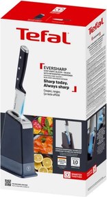 Кухненски нож Tefal K297S244, 20 см, Неръждаема стомана, Поставка с вградено точило, Предпазител за пръсти, Черен