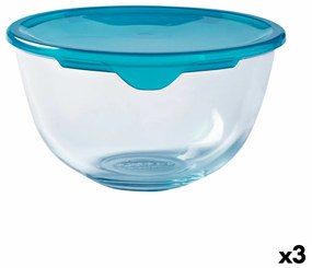 Кръгла Кутия за Обяд с Капак Pyrex Cook & Store Син 2 L 22 x 22 x 11 cm Силикон Cтъкло (3 броя)