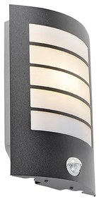 Външна стенна лампа черна IP44 с датчик за движение - Miro