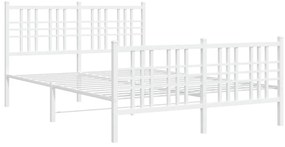 376390 vidaXL Метална рамка за легло с горна и долна табла, бяла, 137x190 см