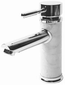 Стоящ смесител за умивалник ICL 1458234W PIETRA BIANKA, месинг, хром + бял, 18.5см