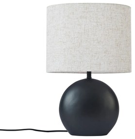 Japandi настолна лампа черна с ленен абажур - Timo