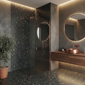 Параван за душ Rea Flexi Grey / Brush Copper 80